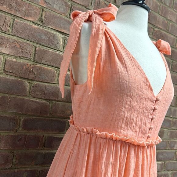 English Factory Women’s Tangerine Sleeveless Tiered Maxi Dress Size Medium NEW - Picture 6 of 9